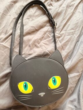 Cat Face Crossbody Bag - Black